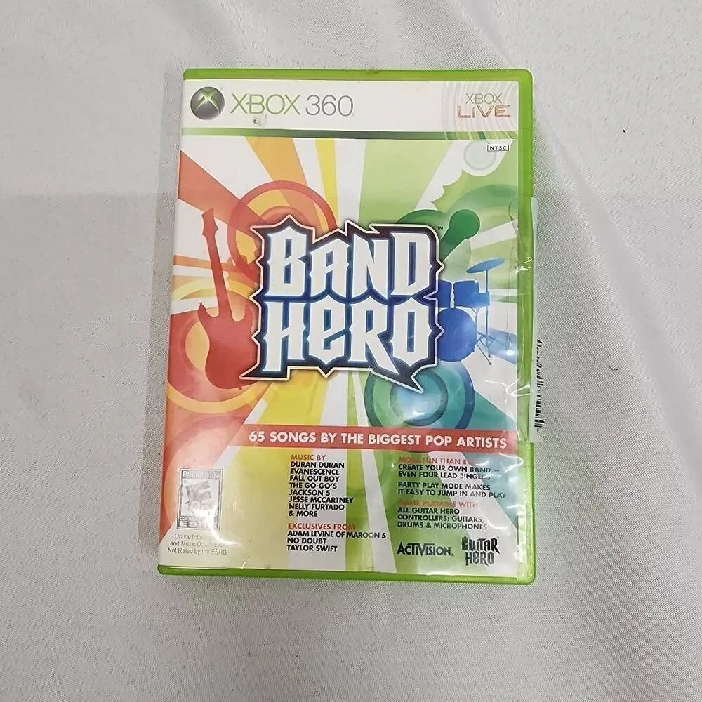 Xbox 360 Band Hero, Rock Band, Guitar Hero 5, World Tour, Legends of Rock Lot 5
